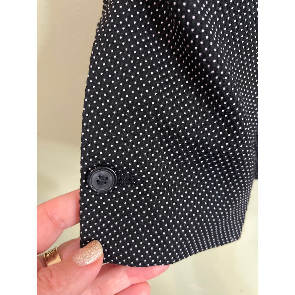ZARA Woman’s Textured Weave Suit Jacket Blazer, Black/White polka dot, Size 4 - Picture 3 of 13